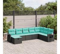 vidaXL Set Divani da Giardino con Cuscini 8 pz Nero in Polyrattan