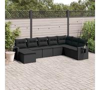 vidaXL Set Divani da Giardino con Cuscini 8 pz Nero in Polyrattan