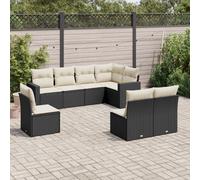 vidaXL Set Divani da Giardino con Cuscini 8 pz Nero in Polyrattan