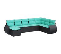 vidaXL Set Divani da Giardino con Cuscini 8 pz Nero in Polyrattan