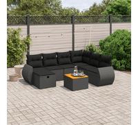 vidaXL Set Divani da Giardino con Cuscini 8 pz Nero in Polyrattan