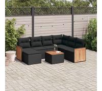 vidaXL Set Divani da Giardino con Cuscini 8 pz Nero in Polyrattan