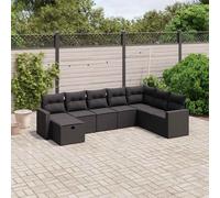 vidaXL Set Divani da Giardino con Cuscini 8 pz Nero in Polyrattan