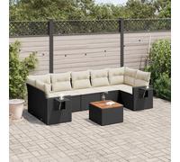 vidaXL Set Divani da Giardino con Cuscini 8 pz Nero in Polyrattan