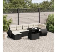 vidaXL Set Divani da Giardino con Cuscini 8 pz Nero in Polyrattan