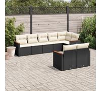 vidaXL Set Divani da Giardino con Cuscini 8 pz Nero in Polyrattan