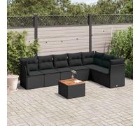 vidaXL Set Divani da Giardino con Cuscini 8 pz Nero in Polyrattan