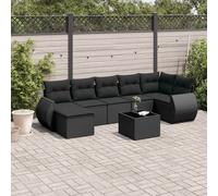 vidaXL Set Divani da Giardino con Cuscini 8 pz Nero in Polyrattan