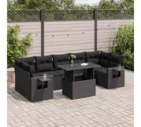 vidaXL Set Divani da Giardino con Cuscini 8 pz Nero in Polyrattan