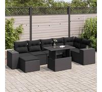 vidaXL Set Divani da Giardino con Cuscini 8 pz Nero in Polyrattan