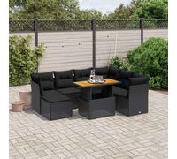 vidaXL Set Divani da Giardino con Cuscini 8 pz Nero in Polyrattan