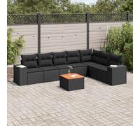 vidaXL Set Divani da Giardino con Cuscini 8 pz Nero in Polyrattan