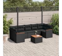 vidaXL Set Divani da Giardino con Cuscini 8 pz Nero in Polyrattan