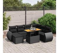 vidaXL Set Divani da Giardino con Cuscini 8 pz Nero in Polyrattan