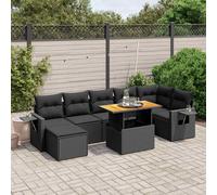 vidaXL Set Divani da Giardino con Cuscini 8 pz Nero in Polyrattan