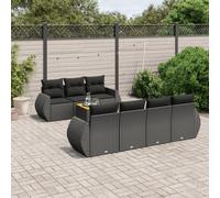 vidaXL Set Divani da Giardino con Cuscini 8 pz Nero in Polyrattan
