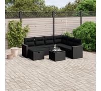 vidaXL Set Divani da Giardino con Cuscini 8 pz Nero in Polyrattan