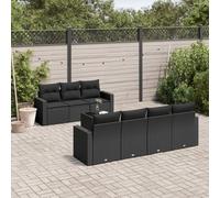 vidaXL Set Divani da Giardino con Cuscini 8 pz Nero in Polyrattan