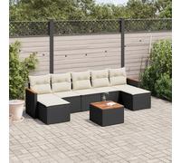 vidaXL Set Divani da Giardino con Cuscini 8 pz Nero in Polyrattan