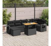vidaXL Set Divani da Giardino con Cuscini 8 pz Nero in Polyrattan