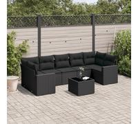 vidaXL Set Divani da Giardino con Cuscini 8 pz Nero in Polyrattan