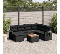 vidaXL Set Divani da Giardino con Cuscini 8 pz Nero in Polyrattan