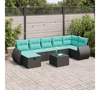 vidaXL Set Divani da Giardino con Cuscini 8 pz Nero in Polyrattan