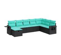 vidaXL Set Divani da Giardino con Cuscini 8 pz Nero in Polyrattan