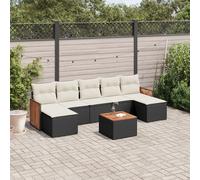 vidaXL Set Divani da Giardino con Cuscini 8 pz Nero in Polyrattan