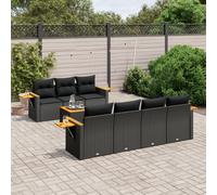 vidaXL Set Divani da Giardino con Cuscini 8 pz Nero in Polyrattan