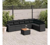 vidaXL Set Divani da Giardino con Cuscini 8 pz Nero in Polyrattan