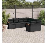 vidaXL Set Divani da Giardino con Cuscini 8 pz Nero in Polyrattan