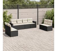vidaXL Set Divani da Giardino con Cuscini 8 pz Nero in Polyrattan
