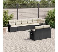 vidaXL Set Divani da Giardino con Cuscini 8 pz Nero in Polyrattan