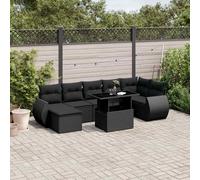 vidaXL Set Divani da Giardino con Cuscini 8 pz Nero in Polyrattan