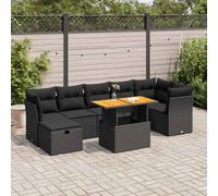 DIVANI DA GIARDINO VIDAXL con Cuscini 8 pz Nero Polyrattan Acacia - 3327979