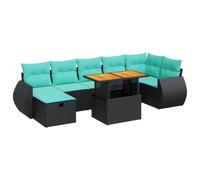 vidaXL Set Divani da Giardino con Cuscini 8 pz Nero Polyrattan Acacia