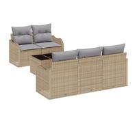 vidaXL Set divani da Giardino da 6 Pezzi con Cuscini Beige in polirattan, Grande e modulare per 4 Persone. È Resistente alle intemperie e ha Gambe Regolabili. Perfetto per Il Tuo Patio, Ideale per RI