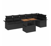 vidaXL Set divani da Giardino da 7 Pezzi con Cuscini in Rattan Sintetico Nero | Mobili da Esterno Moderni e stilosi, per Un Massimo di 6 Persone, Include 2 tavoli e sedute per Patio, terrazza e Loung