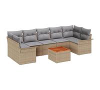 vidaXL Set di divani da giardino 8 pezzi con cuscini beige rattan poliestere per sedili esterni modulari divano per quattro persone mobili da patio sezionali