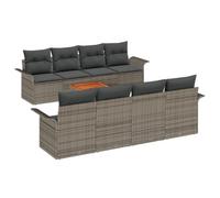 vidaXL Set divani da Giardino da 9 Pezzi di con Cuscini Grigi in polirattan e tavolino in Acacia. Perfetto per Il Tuo Patio, Balcone o terrazza. Si può Usare Come Seduta modulare per Lounge e ritrov