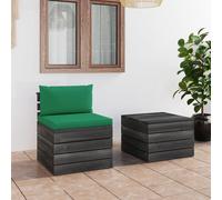 vidaXL Set Divani da Giardino su Pallet 2 pz con Cuscini Massello Pino