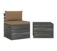 VIDAXL - Set Divani da Giardino su Pallet 2 pz con Cuscini Massello Pino