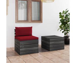 vidaXL Set Divani da Giardino su Pallet 2 pz con Cuscini Massello Pino