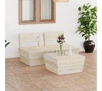 vidaXL Set Divani da Giardino su Pallet 3 pz in Legno Abete Impregnato