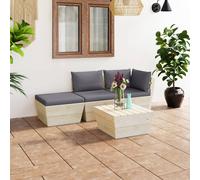 vidaXL Set Divani da Giardino su Pallet 4 pz con Cuscini Legno Abete