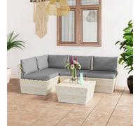 vidaXL Set Divani da Giardino su Pallet 5 pz con Cuscini Legno Abete