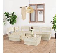vidaXL Set Divani da Giardino su Pallet 5 pz in Legno Abete Impregnato