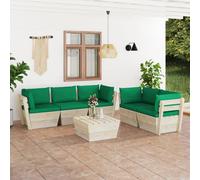 vidaXL Set Divani da Giardino su Pallet 6 pz con Cuscini Legno Abete