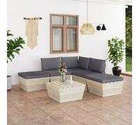 vidaXL Set Divani da Giardino su Pallet 6 pz con Cuscini Legno Abete